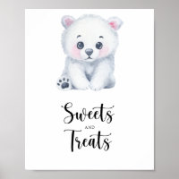 Ours polaire - poster de baby shower pour friandis