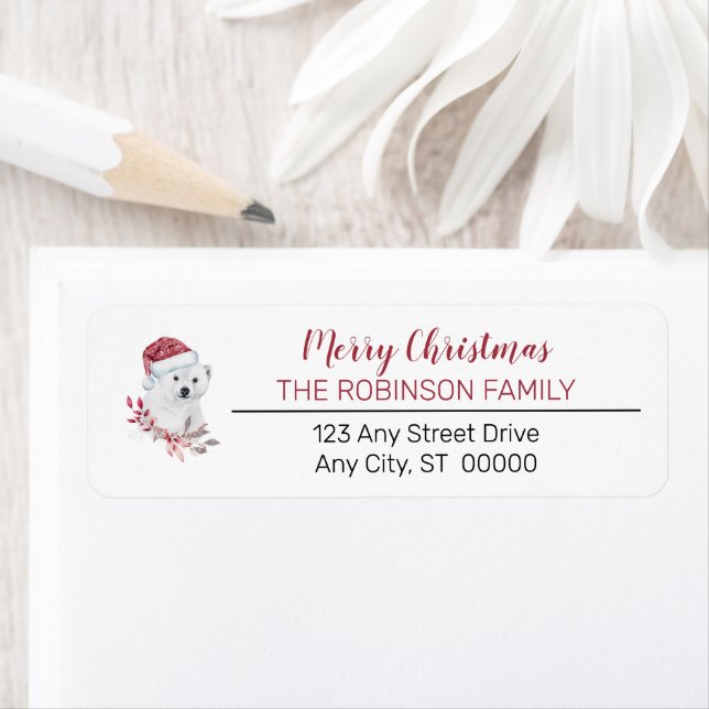 Ours polaire | Santa Hat Joyeux Noël Famille (En situation)