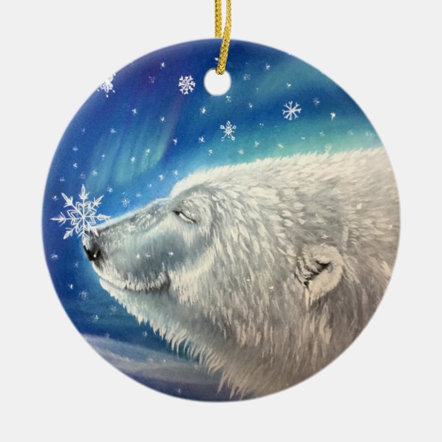 Ours polaire Snowflakes Ornement (Devant)
