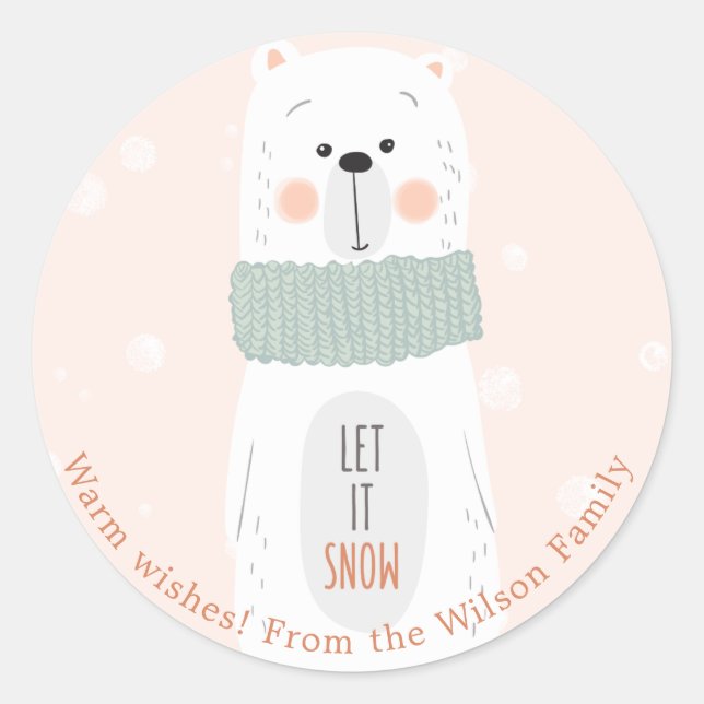Ours polaire - Sticker de Noël personnalisé (Devant)