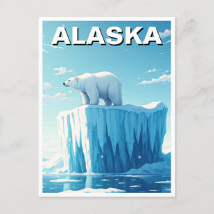 Ours polaire sur une carte postale Iceberg Alaska