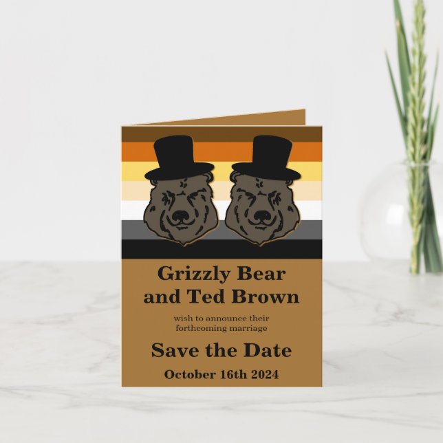 Ours Pride Ours Mariage Sauvez La Date Carte pour  (Devant)