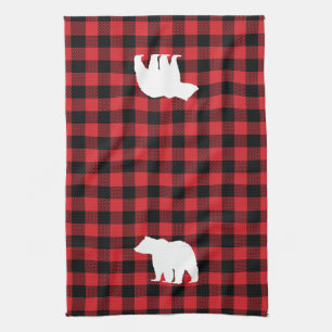 Ours Rouge et noir Buffalo Chèque Serviette de cui