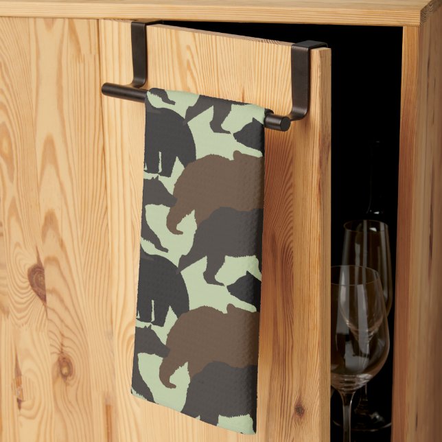 Ours Serviette de cuisine (Pliage en tiers)