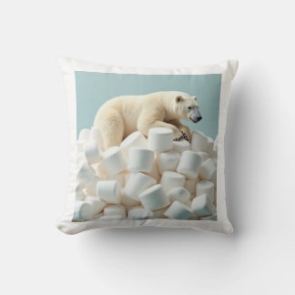 ours sur un tas de marshmallows coussin