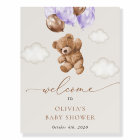 Ours Teddy, Ballons Violets, Baby shower D'Accueil