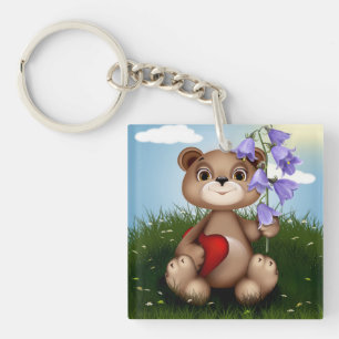 Ours tenant un bouquet de fleurs-30926