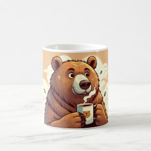 Ours tenant une tasse de café