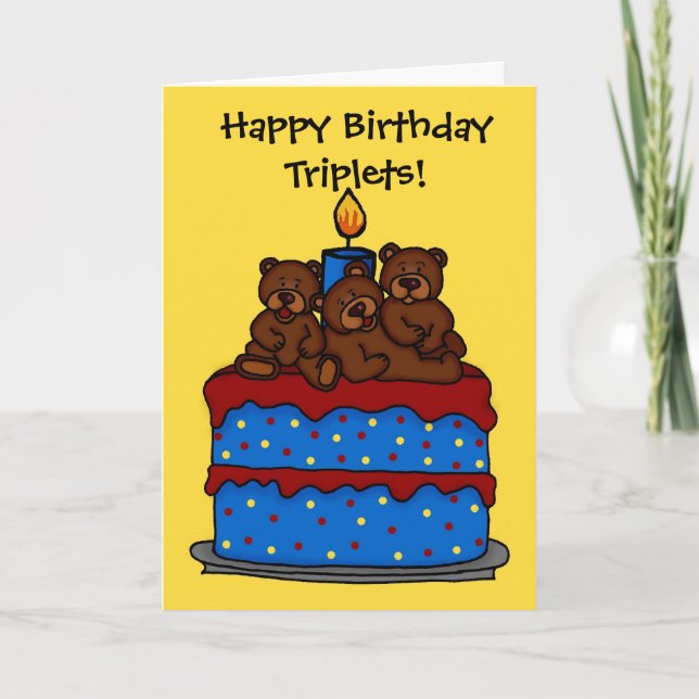 ours triplés sur la carte cake d'anniversaire (Devant)