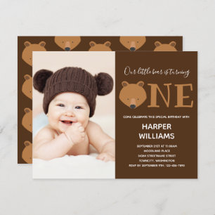 Ours Une Photo Animal First Birthday Invitation