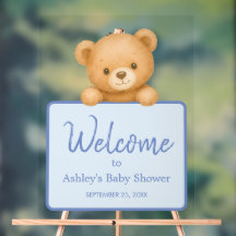 Ourson Mignon Bleu Garçon Baby Shower Bienvenue