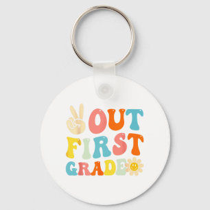 Out 1st Grade Graduation Last Day Of School Groovy Keychain
