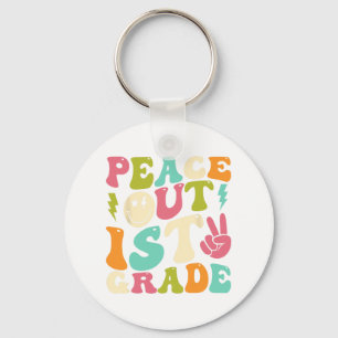 Out 1st Grade Groovy Graduation Last Day Of School Keychain