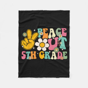 Out 5th Grade Graduation Last Day Of School Groovy Fleece Blanket