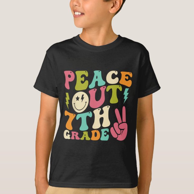 Out 7th Grade Groovy Graduation Last Day Of School T-Shirt (Front)
