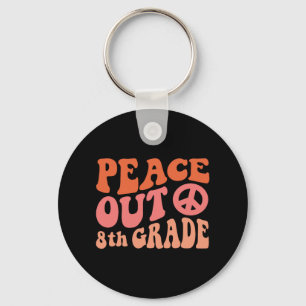 Out 8th Grade Funny Retro 70's Last Day Of 8th Gra Keychain