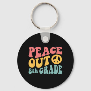 Out 8th Grade Funny Retro 70's Last Day Of 8th Gra Keychain