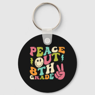 Out 8th Grade Groovy Graduation Last Day Of School Keychain
