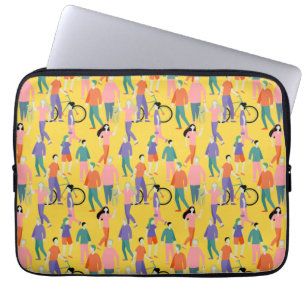 Out and About People Pattern Laptop Sleeve