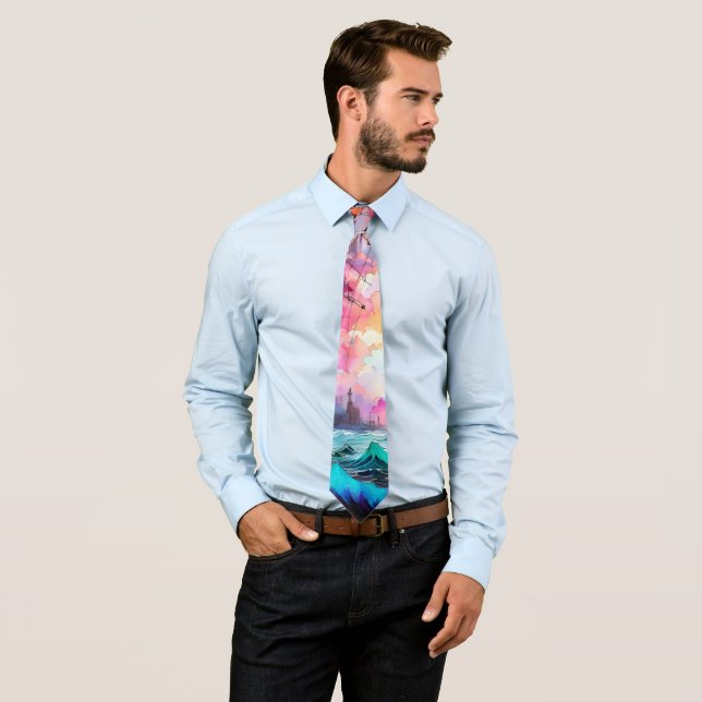 Out at Sea Abstract  Tie (In Situ)