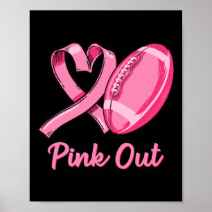 Out Breast Cancer Awareness Bleached Football Mom Poster