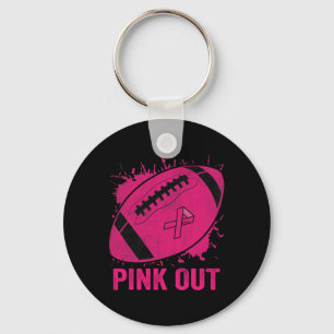 Out Breast Cancer Awareness Football Breast Cancer Keychain