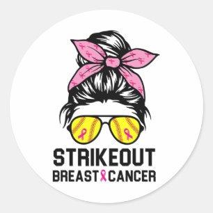 Out Breast Cancer Awareness Softball Mom Women Classic Round Sticker