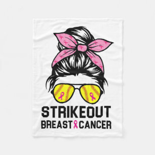 Out Breast Cancer Awareness Softball Mom Women  Fleece Blanket