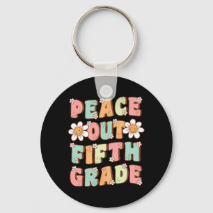 Out Fifth Grade Cute Groovy Last Day Of 5th Grade Keychain