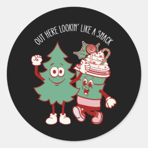 Out Here Lookin Like A Snack Christmas Tree Cake Classic Round Sticker