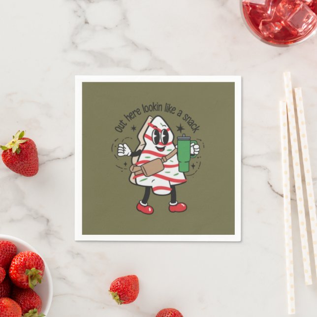 Out Here Lookin Like A Snack Christmas Tree Cake  Napkin (Insitu)
