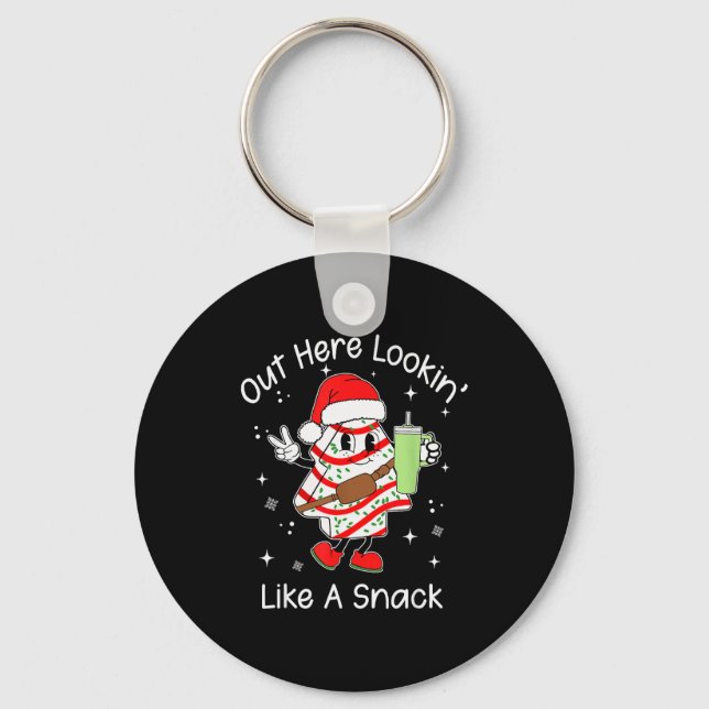Out Here Looking Like A Snack, Funny Christmas Cak Keychain (Front)