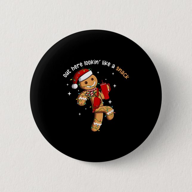 Out Here Looking Like A Snack Funny Xmas Light Gin 2 Inch Round Button (Front)