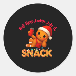 Out Here Looking Like A Snack Funny Xmas Light Gin Classic Round Sticker