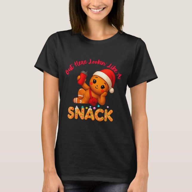 Out Here Looking Like A Snack Funny Xmas Light Gin T-Shirt (Front)