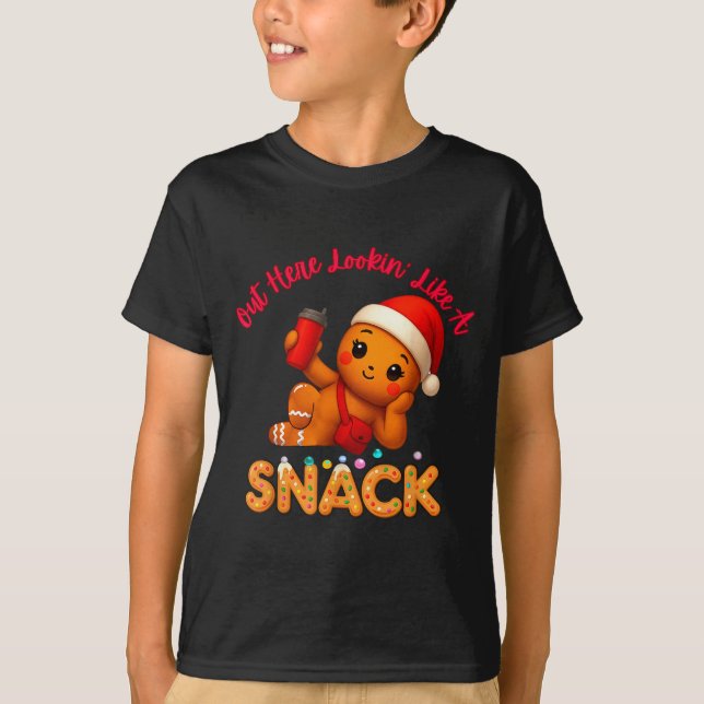 Out Here Looking Like A Snack Funny Xmas Light Gin T-Shirt (Front)