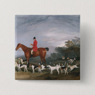 Out Hunting, 1841 2 Inch Square Button
