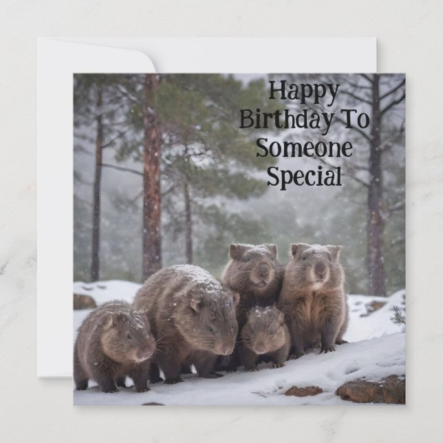 Out In The Cold: Wombat Birthday Card (Front)