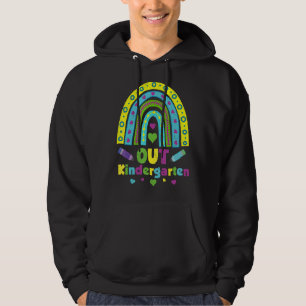 Out Kindergarten Boho Rainbow Peace School Kinder  Hoodie