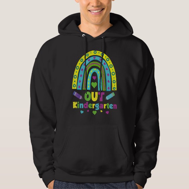 Out Kindergarten Boho Rainbow Peace School Kinder  Hoodie (Front)