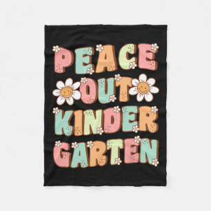 Out Kindergarten Cute Groovy Last Day Of Kindergar Fleece Blanket