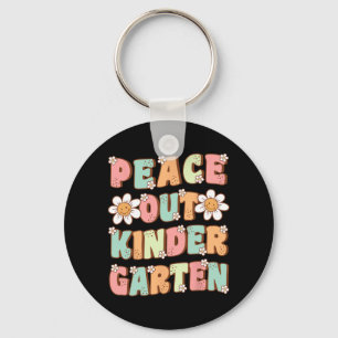 Out Kindergarten Cute Groovy Last Day Of Kindergar Keychain