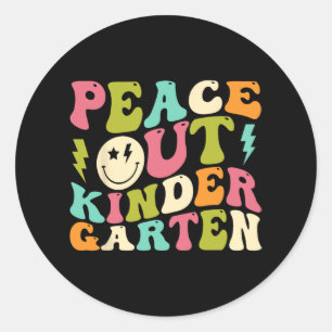 Out Kindergarten Groovy Graduation Last Day Of Sch Classic Round Sticker