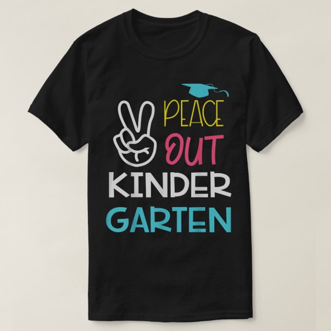 Out Kindergarten Invitation Peace Sunset Kids End  T-Shirt (Design Front)