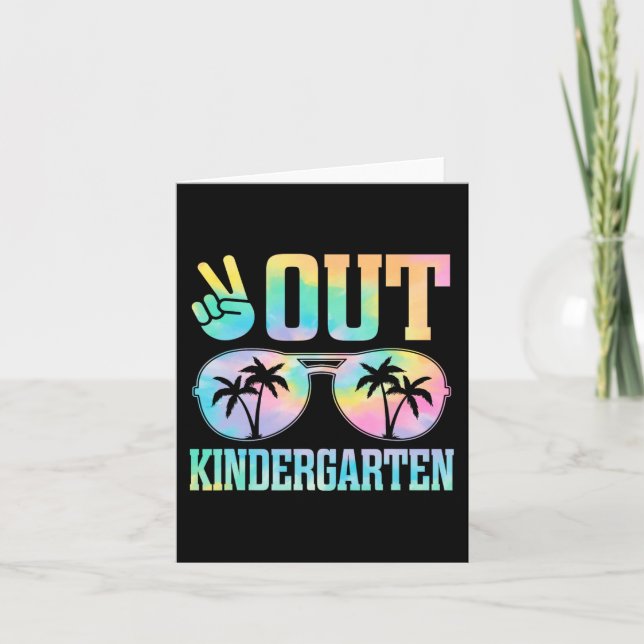 Out Kindergarten Last Day Of School Graduation Gif Card (Front)