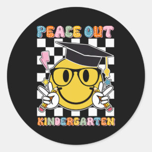 Out Kindergarten Last Day Of School Smile Face Kid Classic Round Sticker