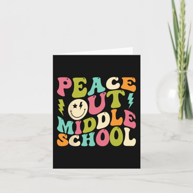 Out Middle School Groovy Graduation Last Day Of Sc Card (Front)