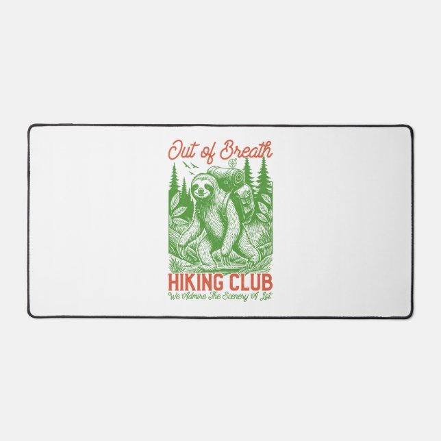 Out of Breath Funny Sloth Hiking Club Desk Mat (Front)