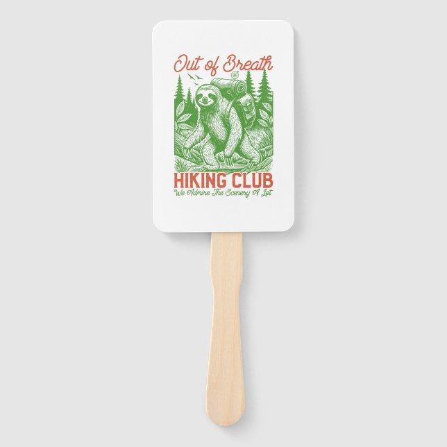Out of Breath Funny Sloth Hiking Club Hand Fan (Front)