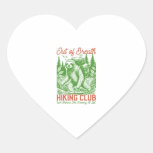 Out of Breath Funny Sloth Hiking Club Heart Sticker